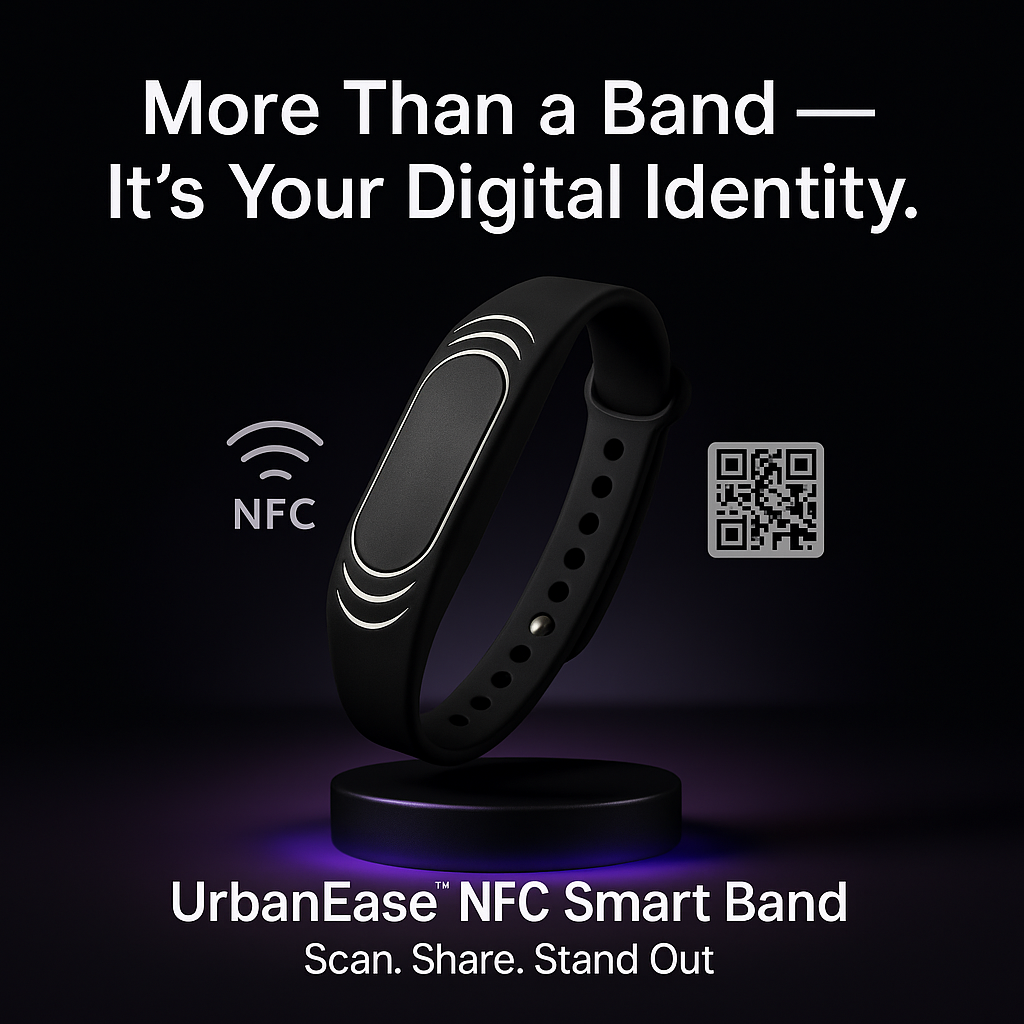 UrbanEase™ NFC Smart Band | Medical ID + Digital Business Card – No App Needed