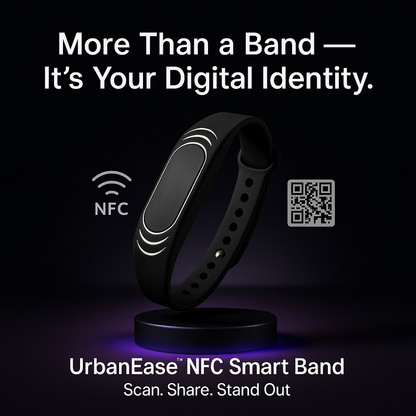 UrbanEase™ NFC Smart Band | Medical ID + Digital Business Card – No App Needed