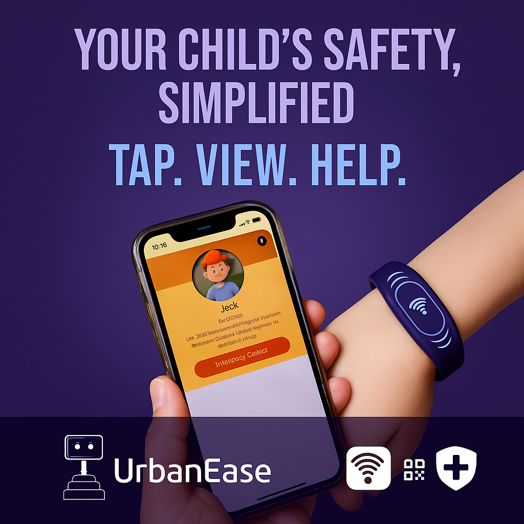 UrbanEase™ NFC Smart Band | Medical ID + Digital Business Card – No App Needed